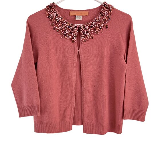 Cynthia Cynthia Steffe Women's Coral Pink Cashmere Beaded Collar 3/4 Sleeve XS - Picture 1 of 7